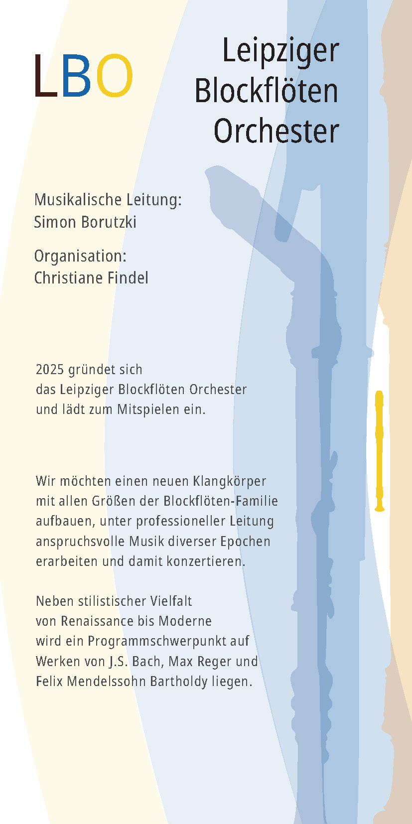 Anmelden zum Leipziger Blockflöten Orchester Flyer